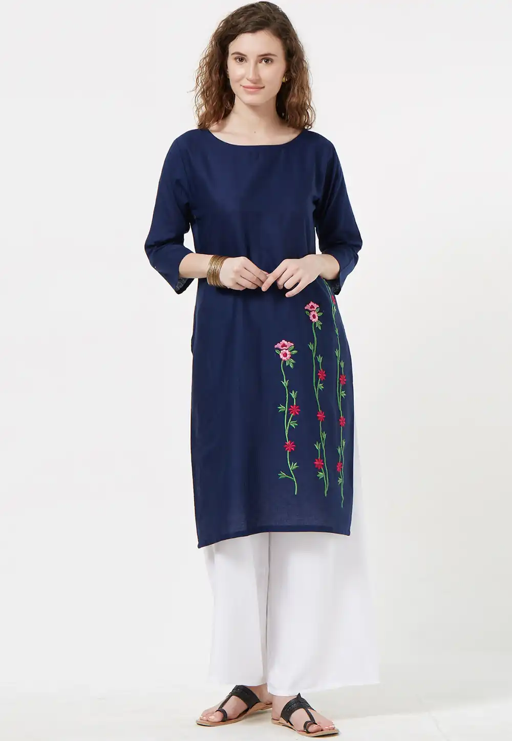 Navy Blue Rayon Readymade Kurti 188957