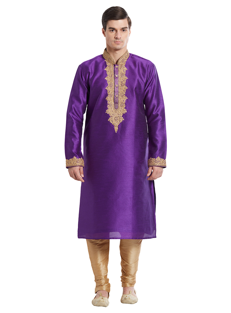 Purple Silk Readymade Kurta Pajama 137257