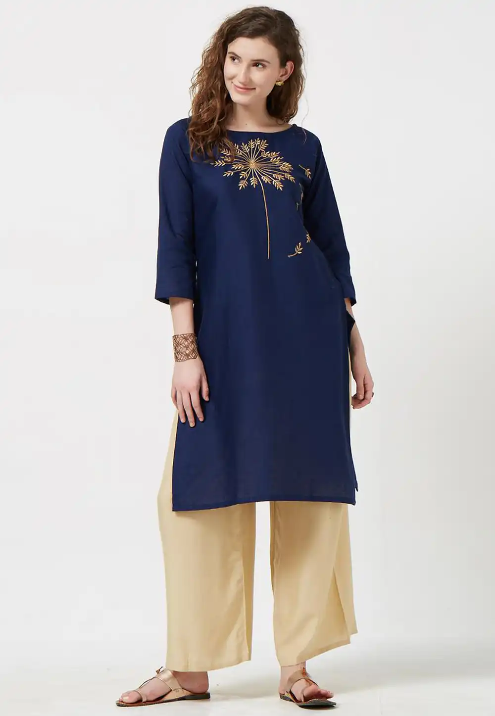 Navy Blue Rayon Readymade Tunic 188958