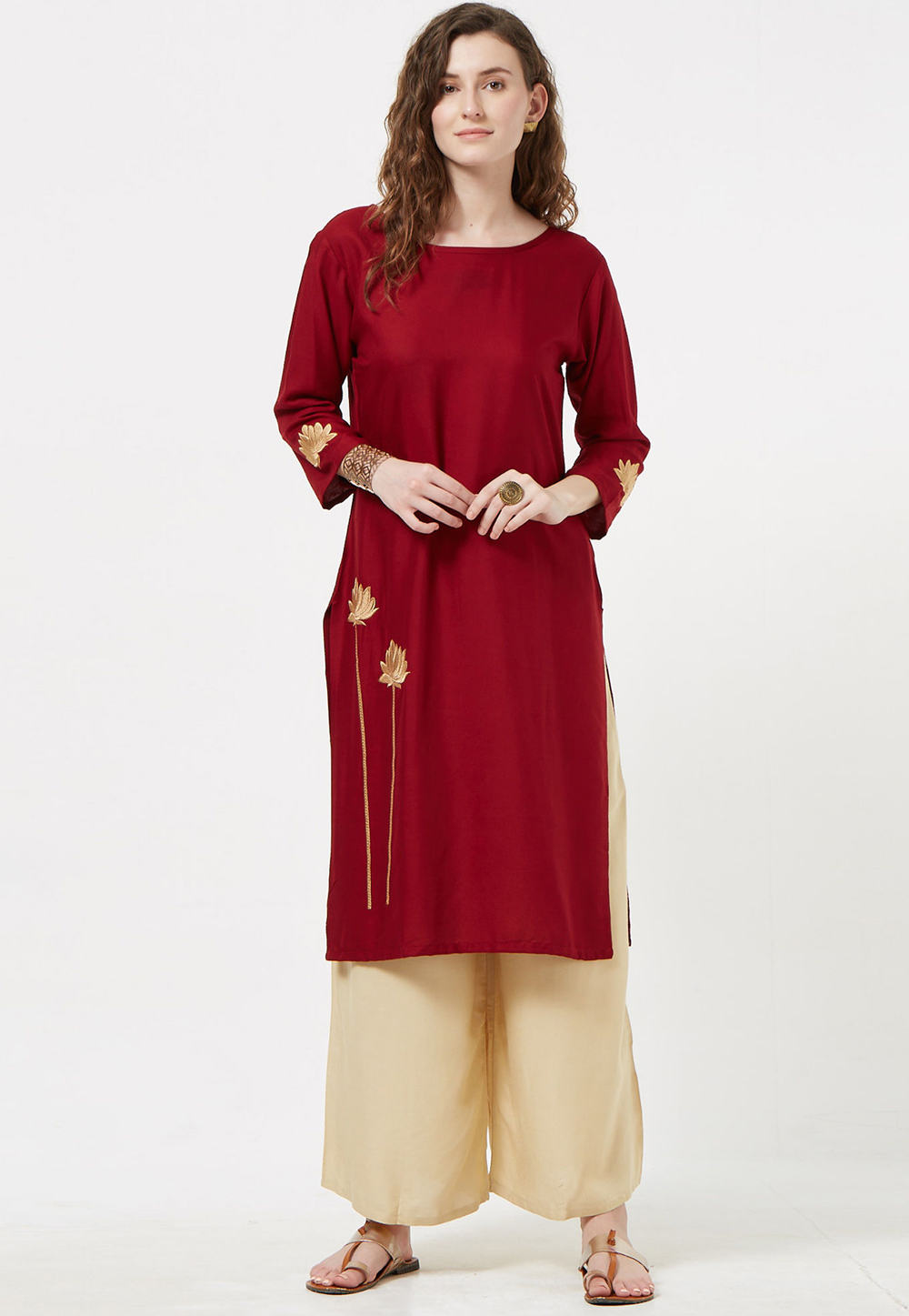 Maroon Rayon Readymade Kurti 188959