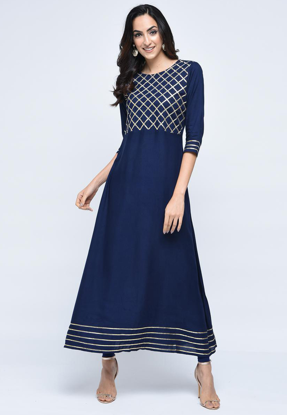Navy Blue Rayon Readymade Tunic 188962