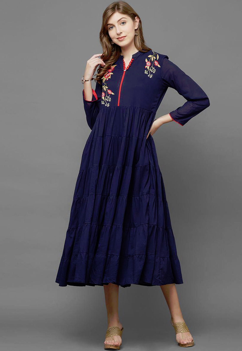 Navy Blue Rayon Readymade Kurti 188963