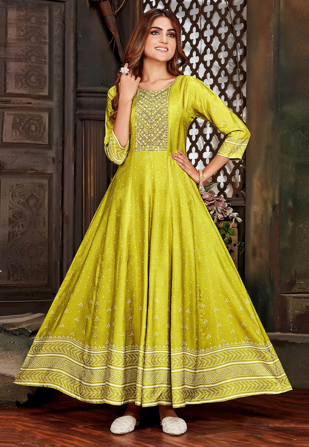 Light Green Silk Gown 244279