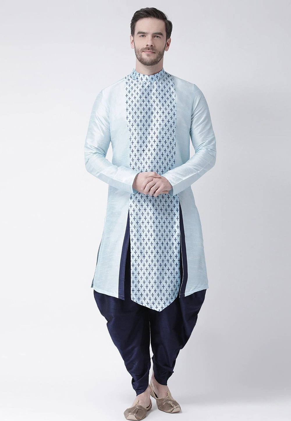 Sky Blue Dupion Silk Dhoti Kurta 235409