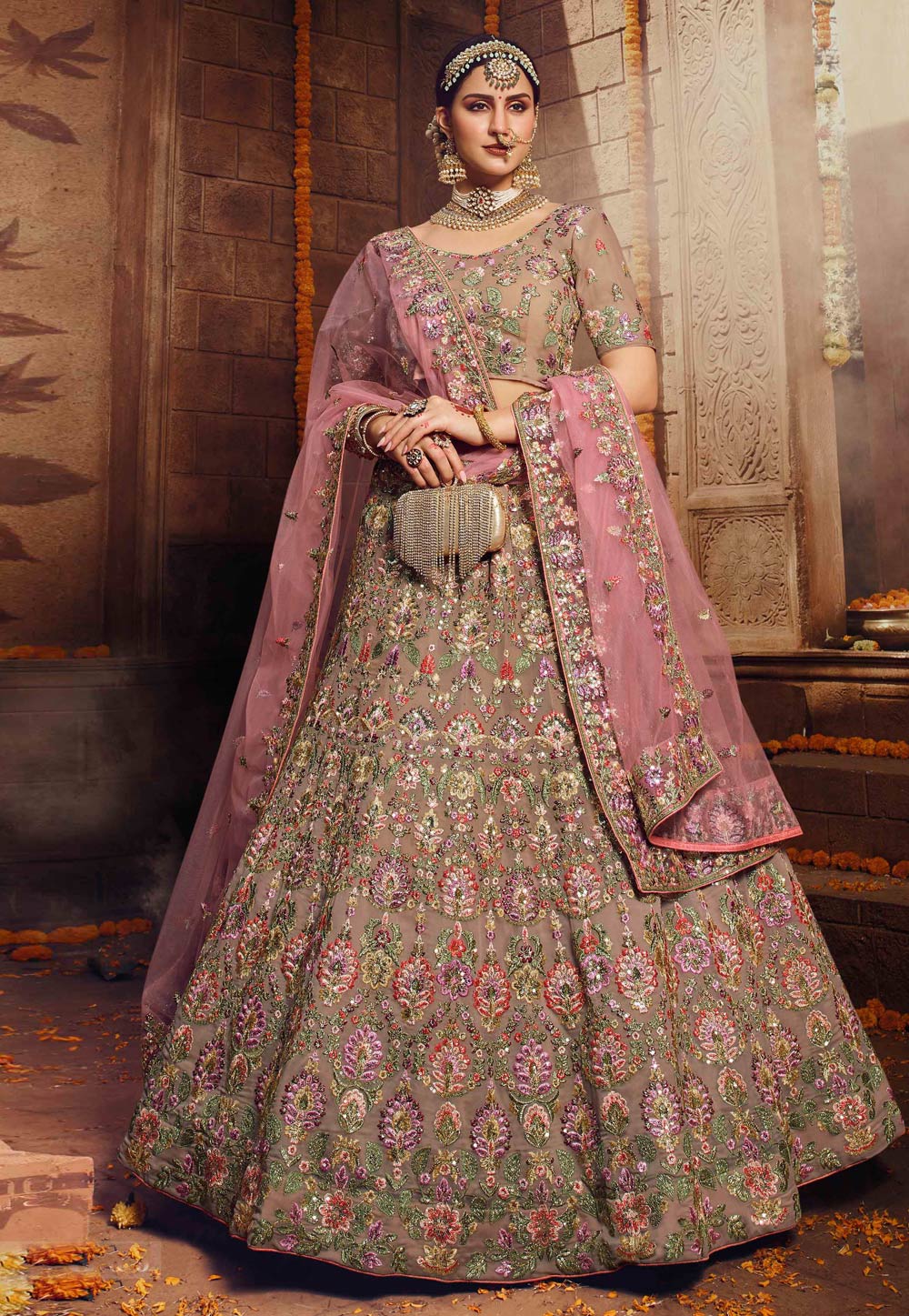 Light Brown Georgette Circular Lehenga Choli 209047