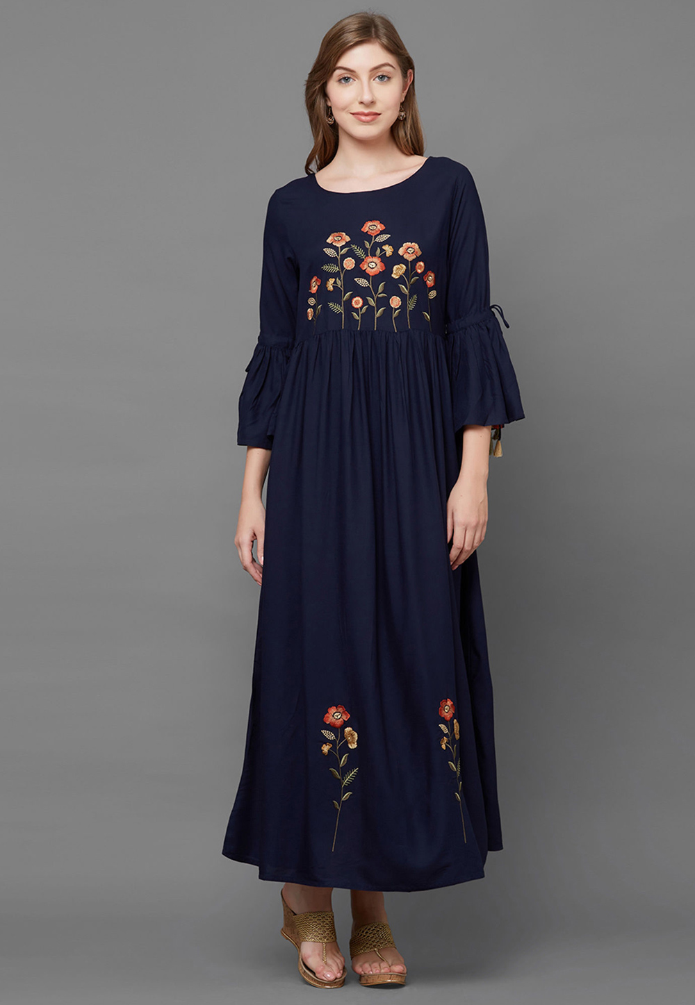 Navy Blue Rayon Readymade Tunic 188964