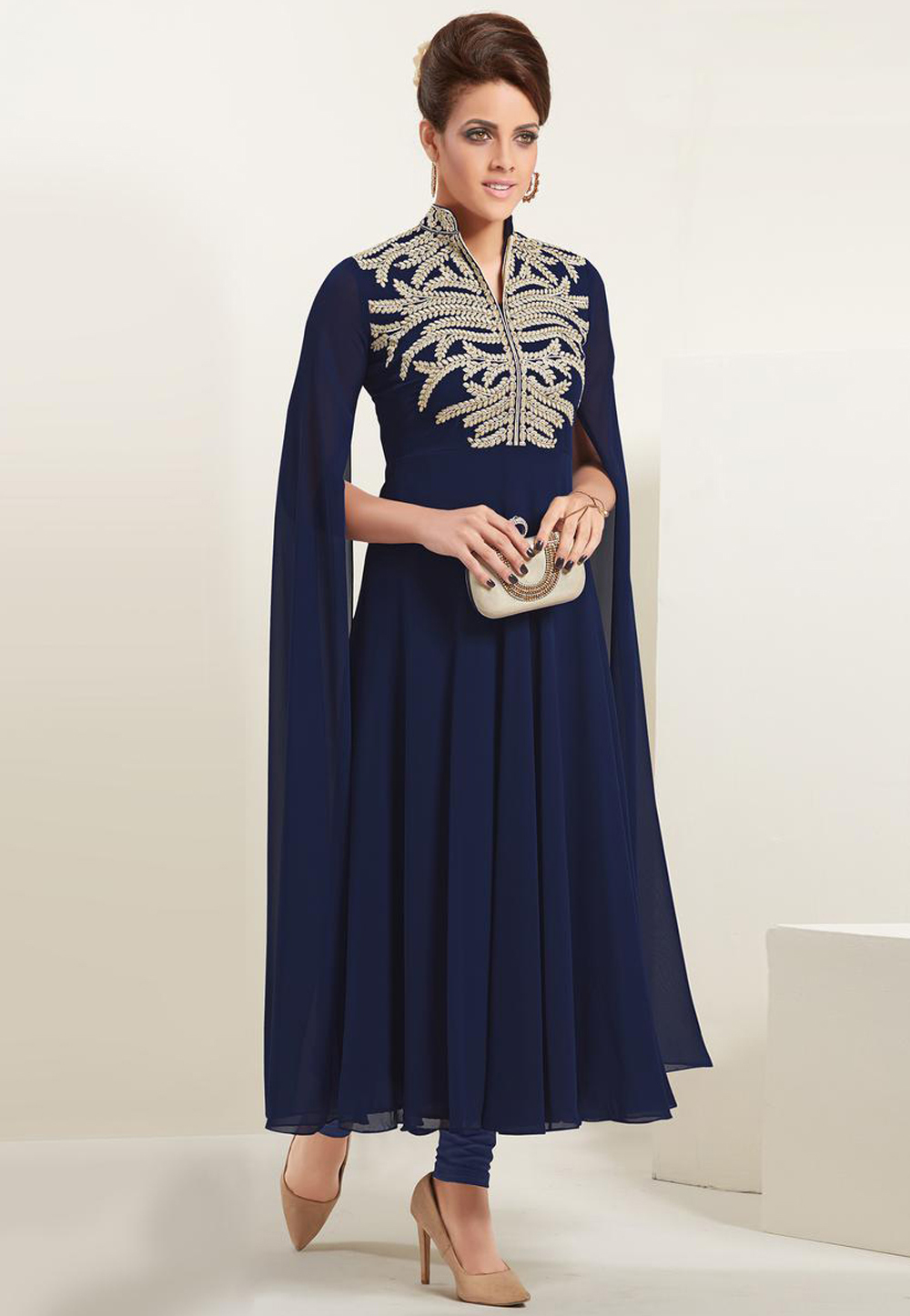 Navy Blue Rayon Readymade Kurti 188965