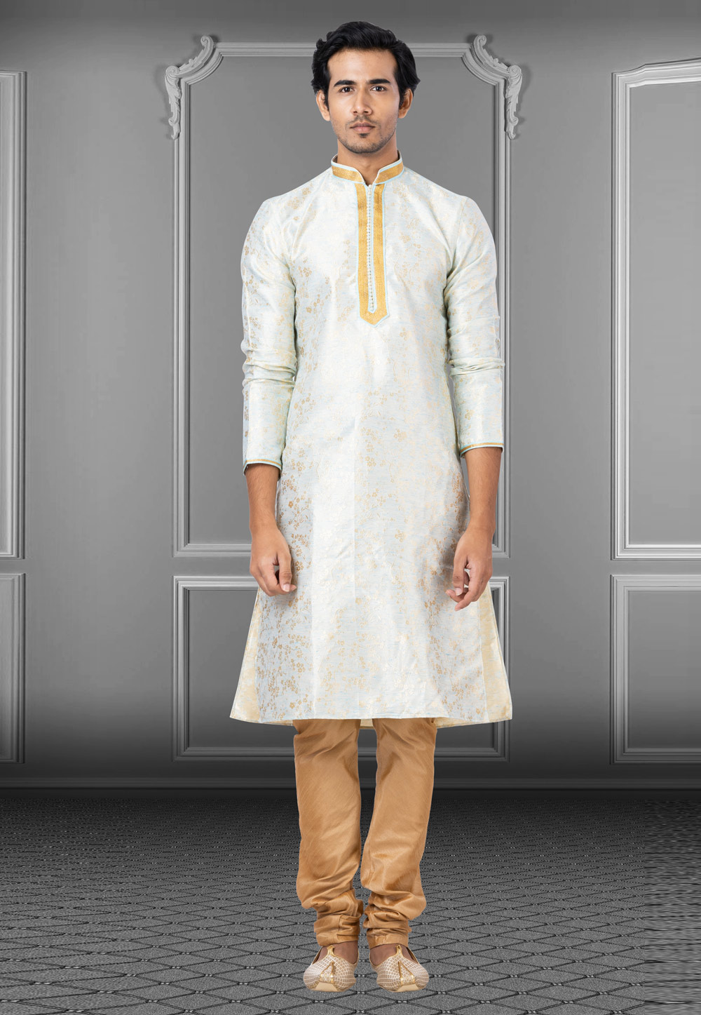 Off White Linen Kurta Pajama 249825