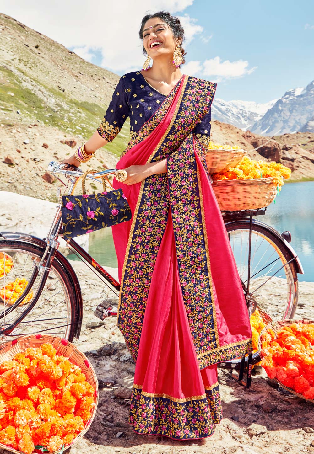 Pink Georgette Festival Wear Saree 205021