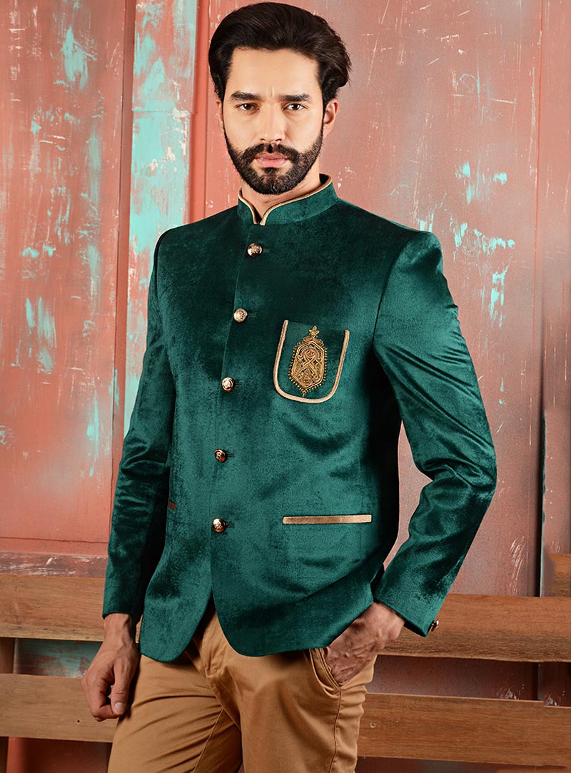 Teal Velvet Readymade Blazer 80568