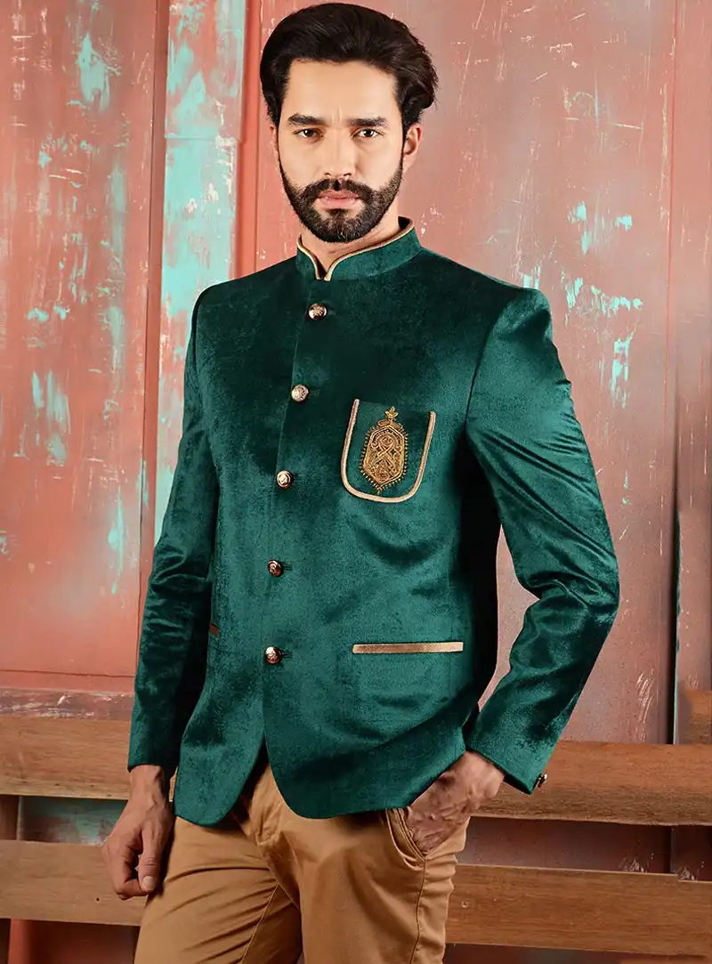 Teal Velvet Readymade Blazer 80568