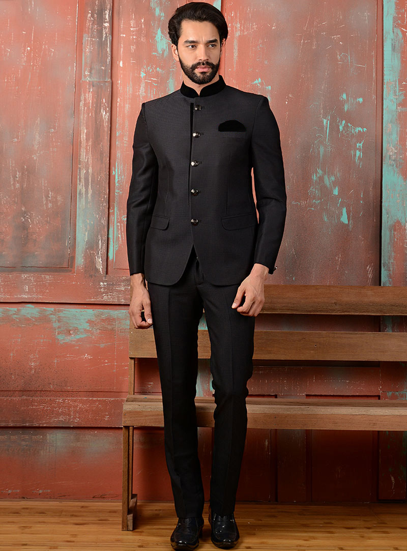 Black Jacquard Readymade Blazer 80572