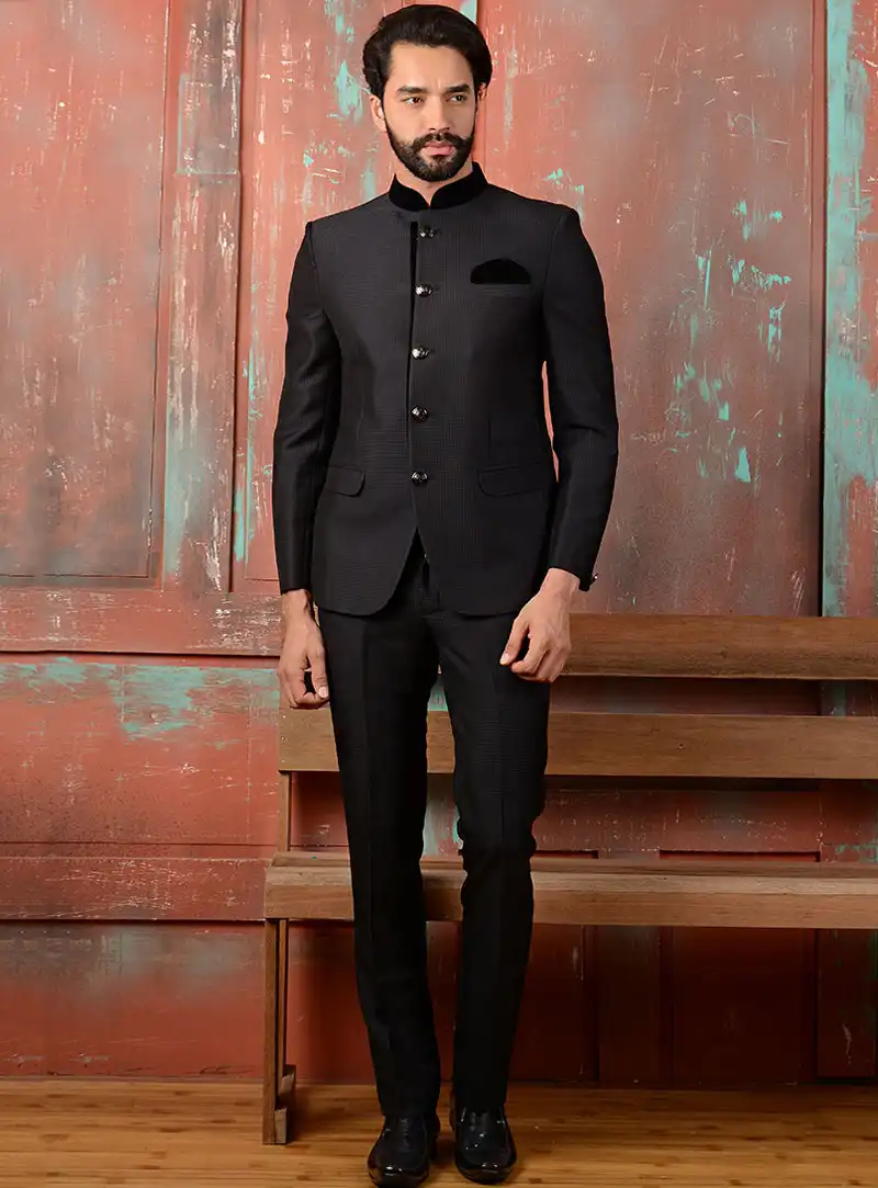 Black Jacquard Readymade Blazer 80572