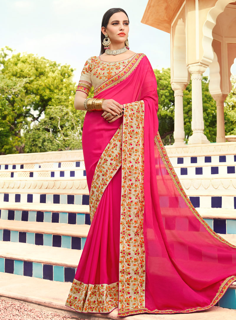 Pink Georgette Festival Wear Saree 148224