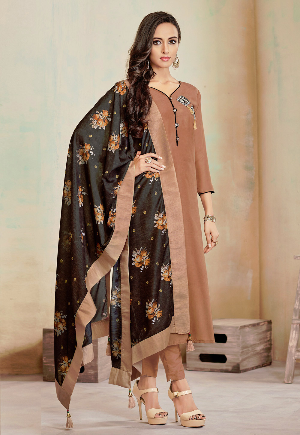 Light Brown Cotton Pant Style Suit 186527