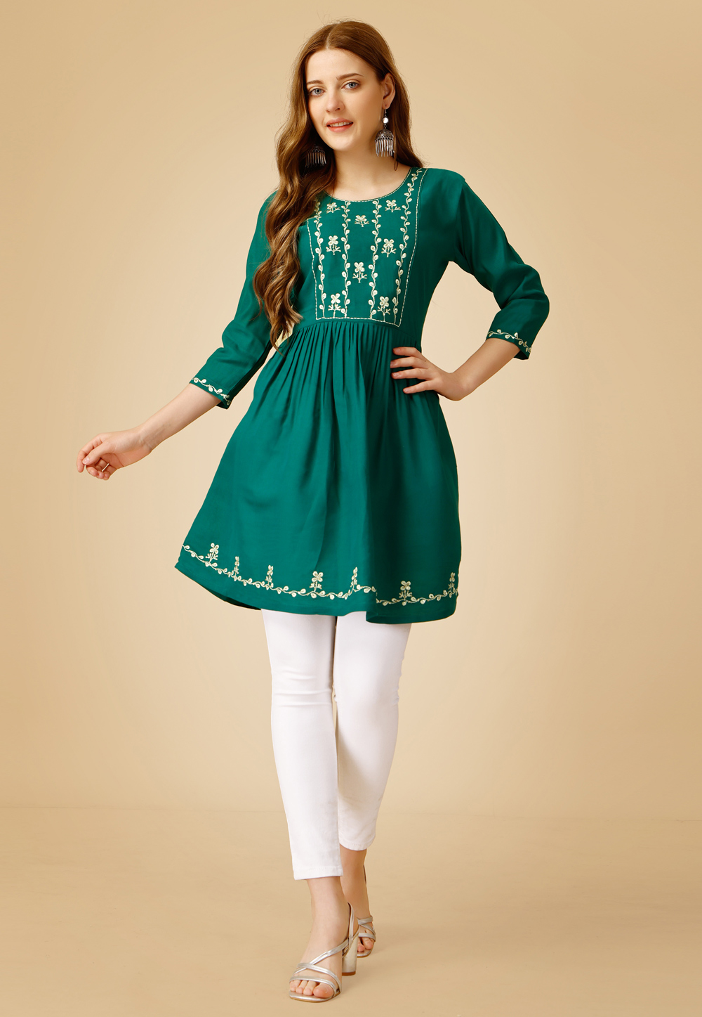 Green Rayon Kurti 266149