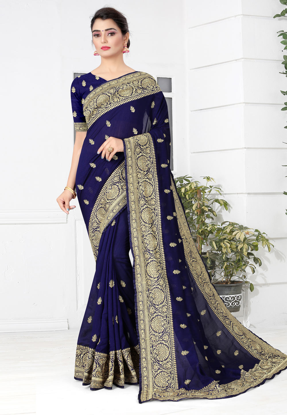 Blue Silk Saree With Blouse 221342
