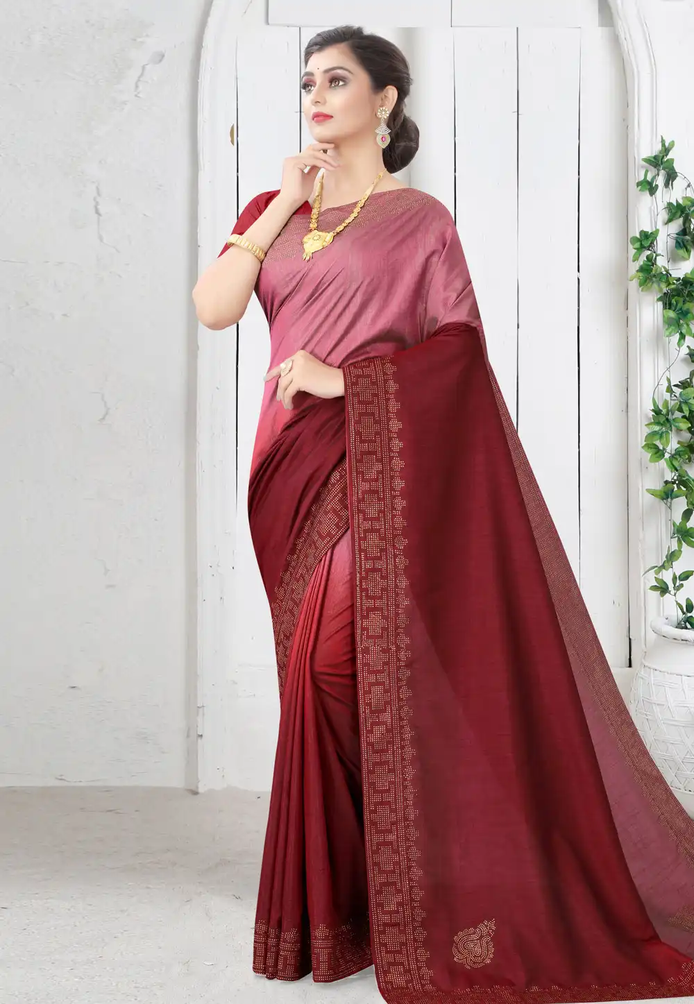 Maroon Silk Saree With Blouse 221488