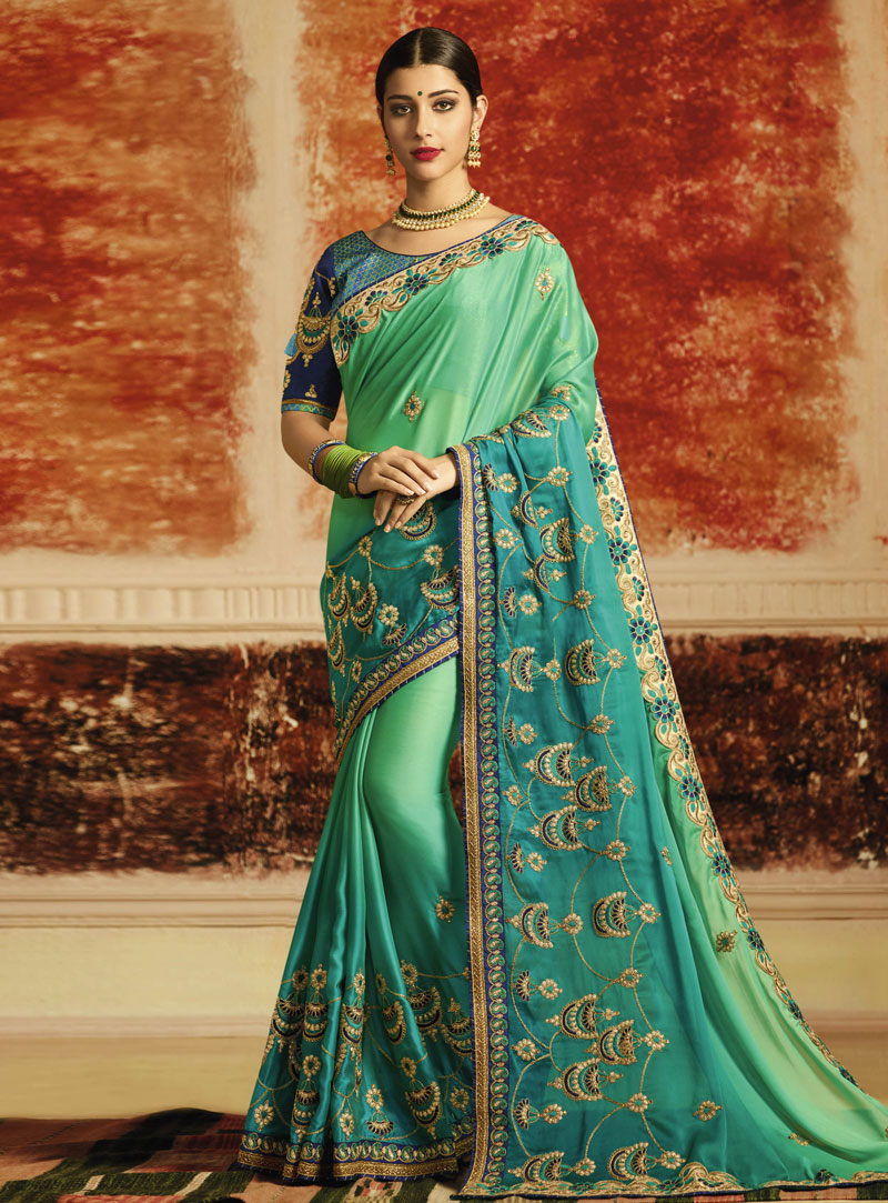 Sky Blue Silk Party Wear Saree 140702