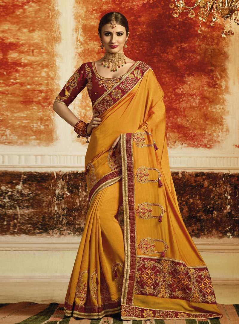 Mustard Silk Saree With Blouse 140709