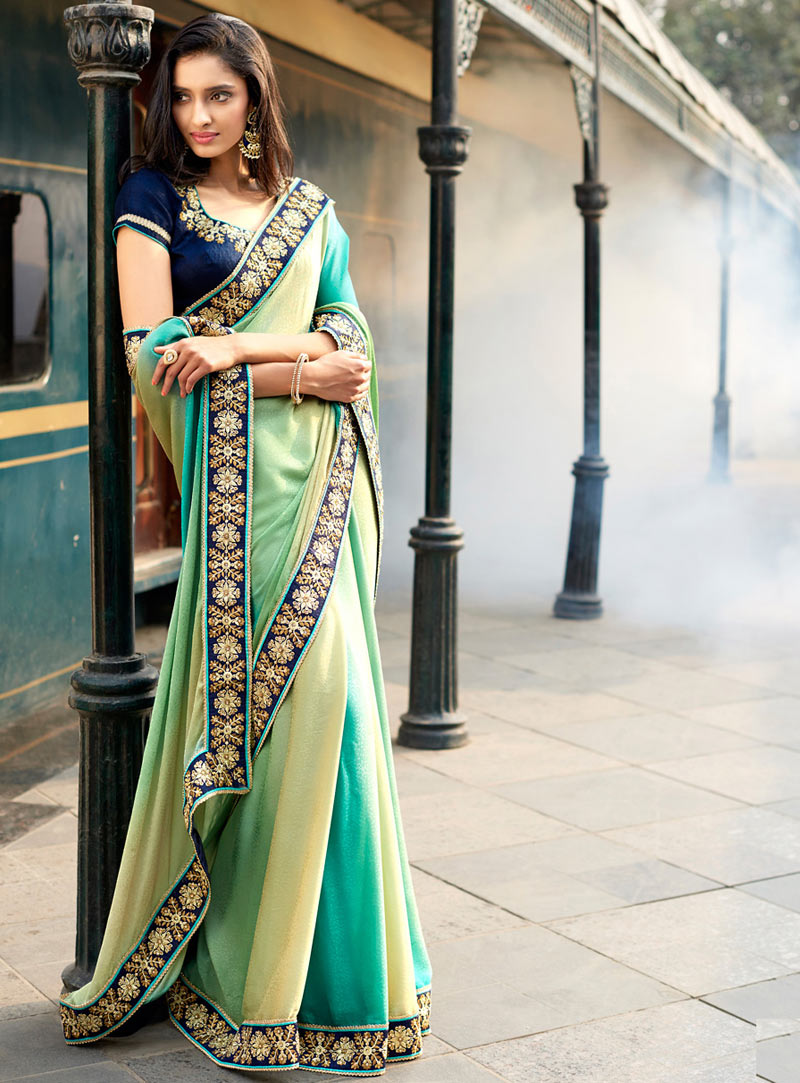 Green Jacquard Party Wear Saree 69056