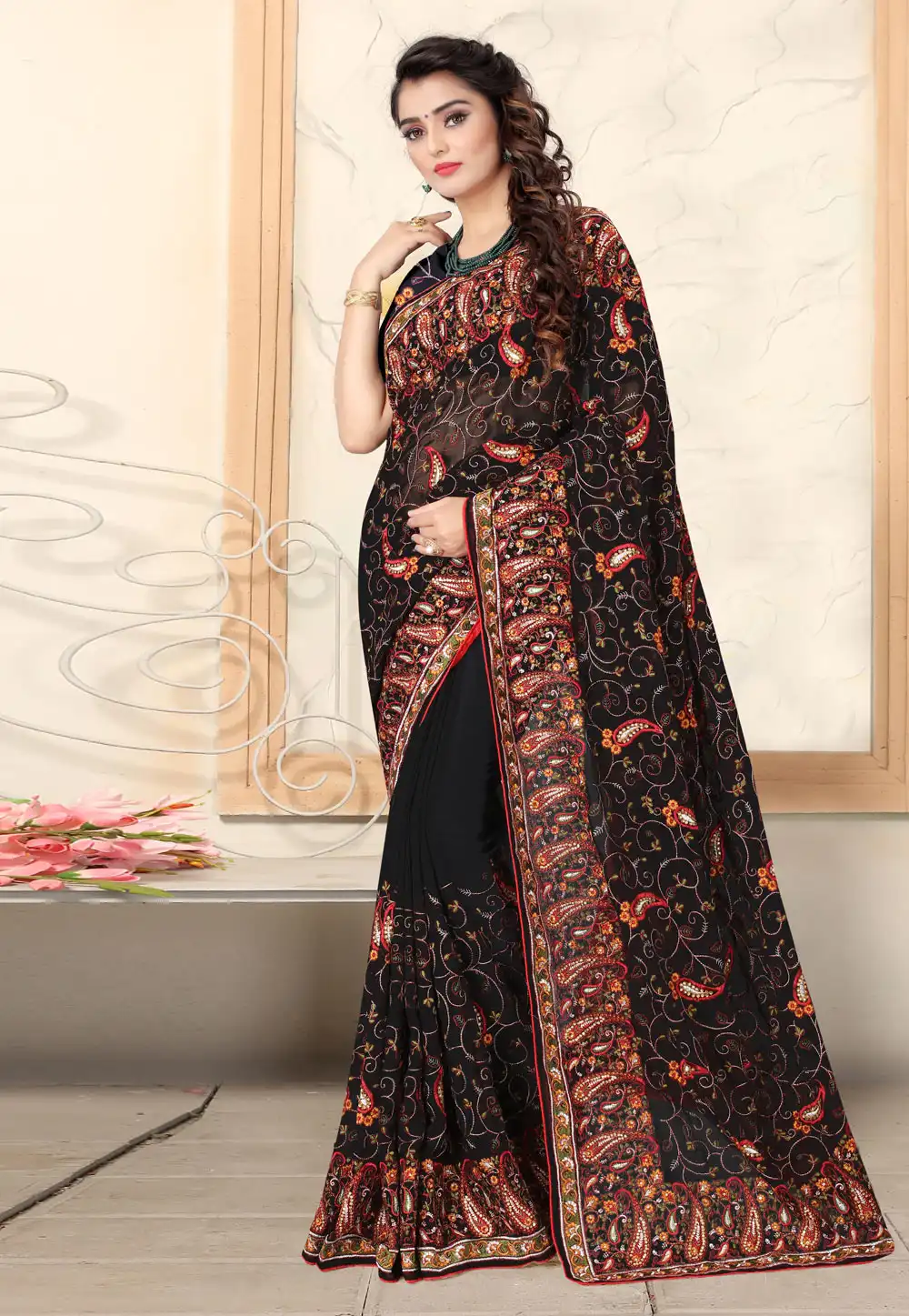 Black Silk Festival Wear Saree 221952