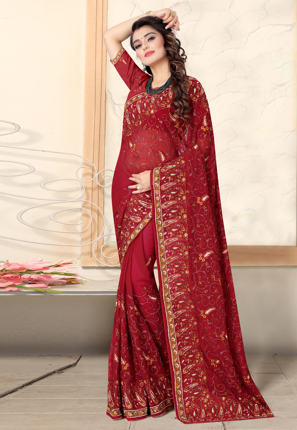 Maroon Silk Festival Wear Saree 221954