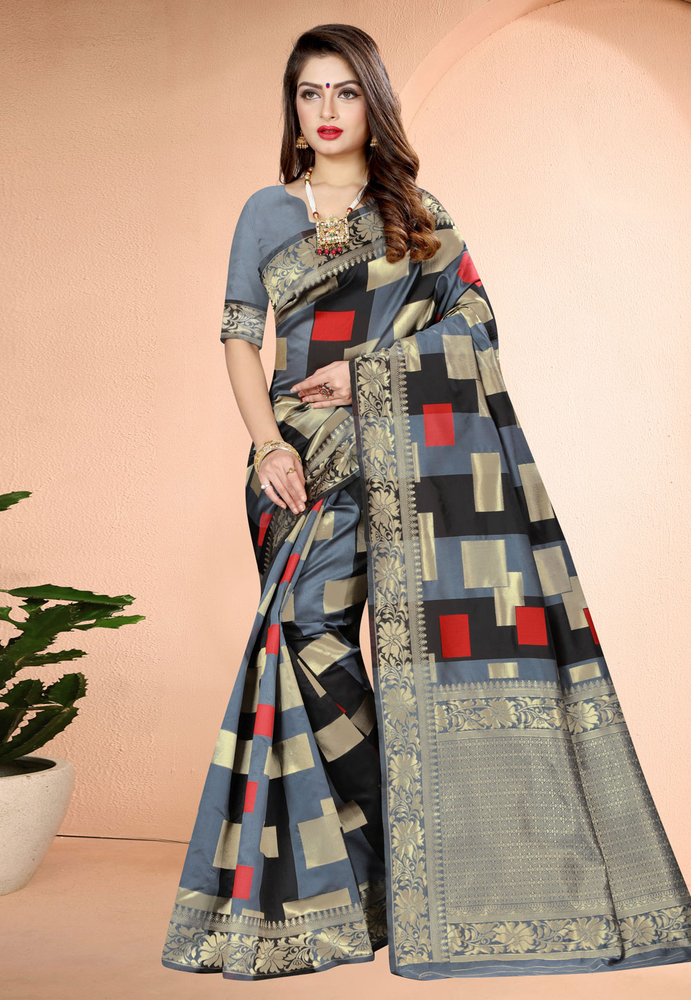 Grey Banarasi Festival Wear Saree 222823
