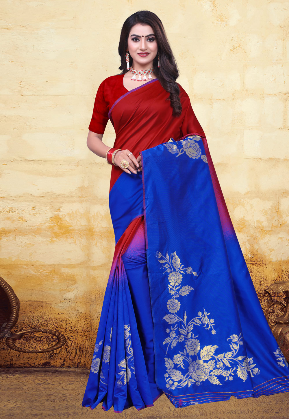 Blue Banarasi Saree With Blouse 223153