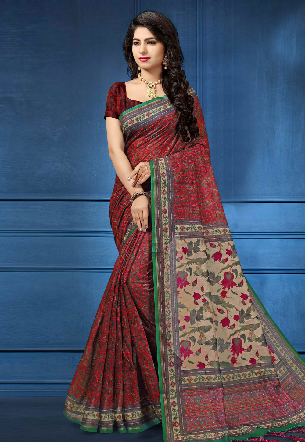 Red Silk Festival Wear Saree 162591