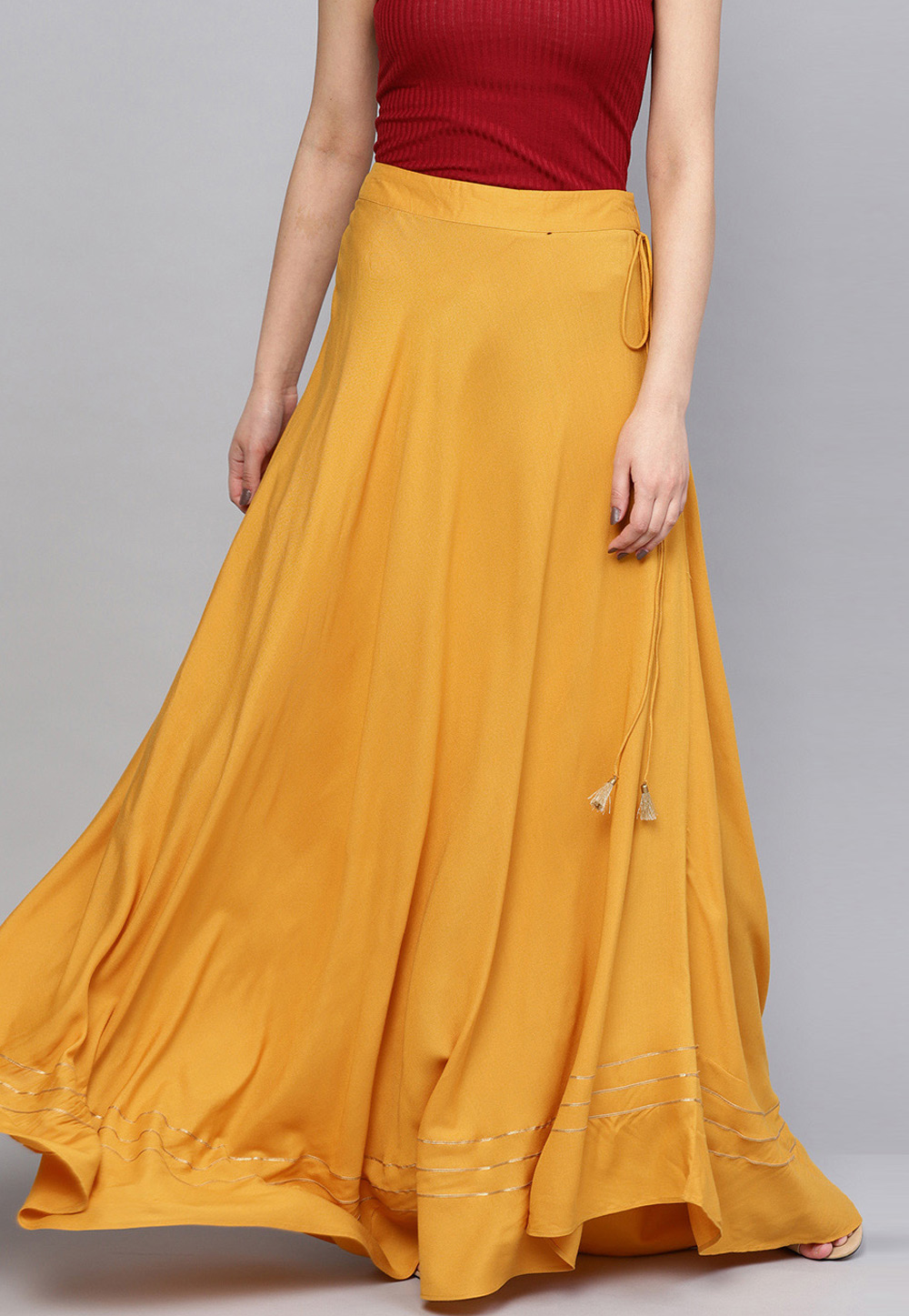 Mustard Rayon Readymade Skirt 187828