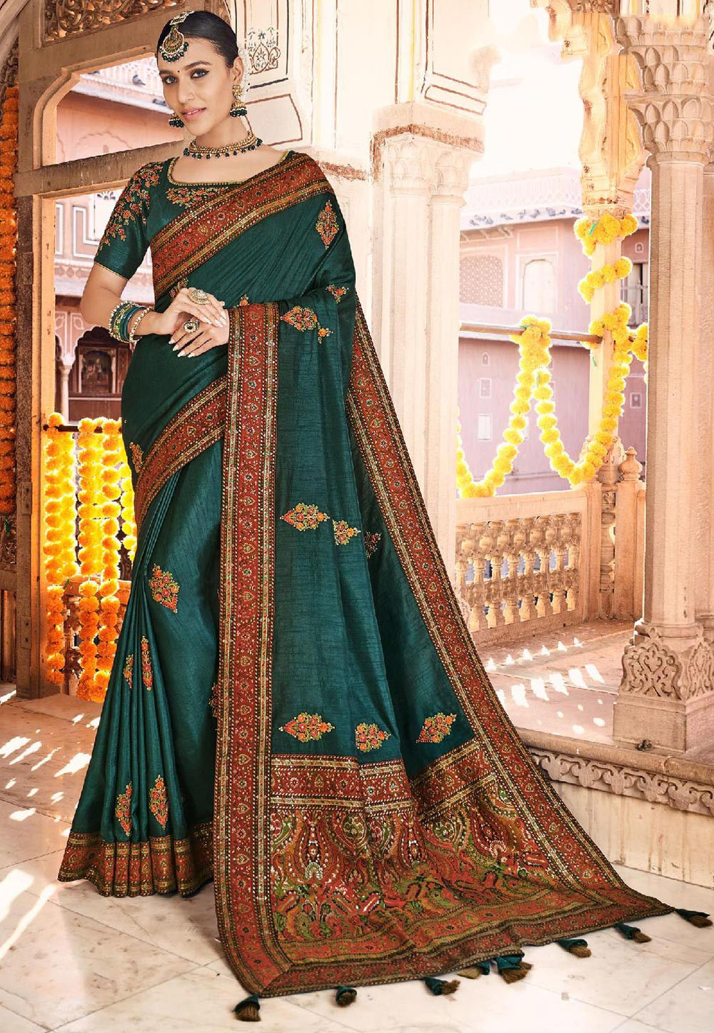 Green Silk Festival Wear Saree 217034