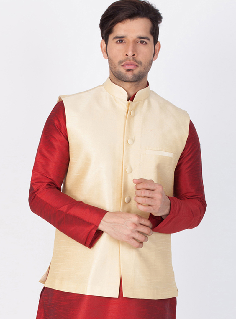 Cream Cotton Readymade Jacket 143233