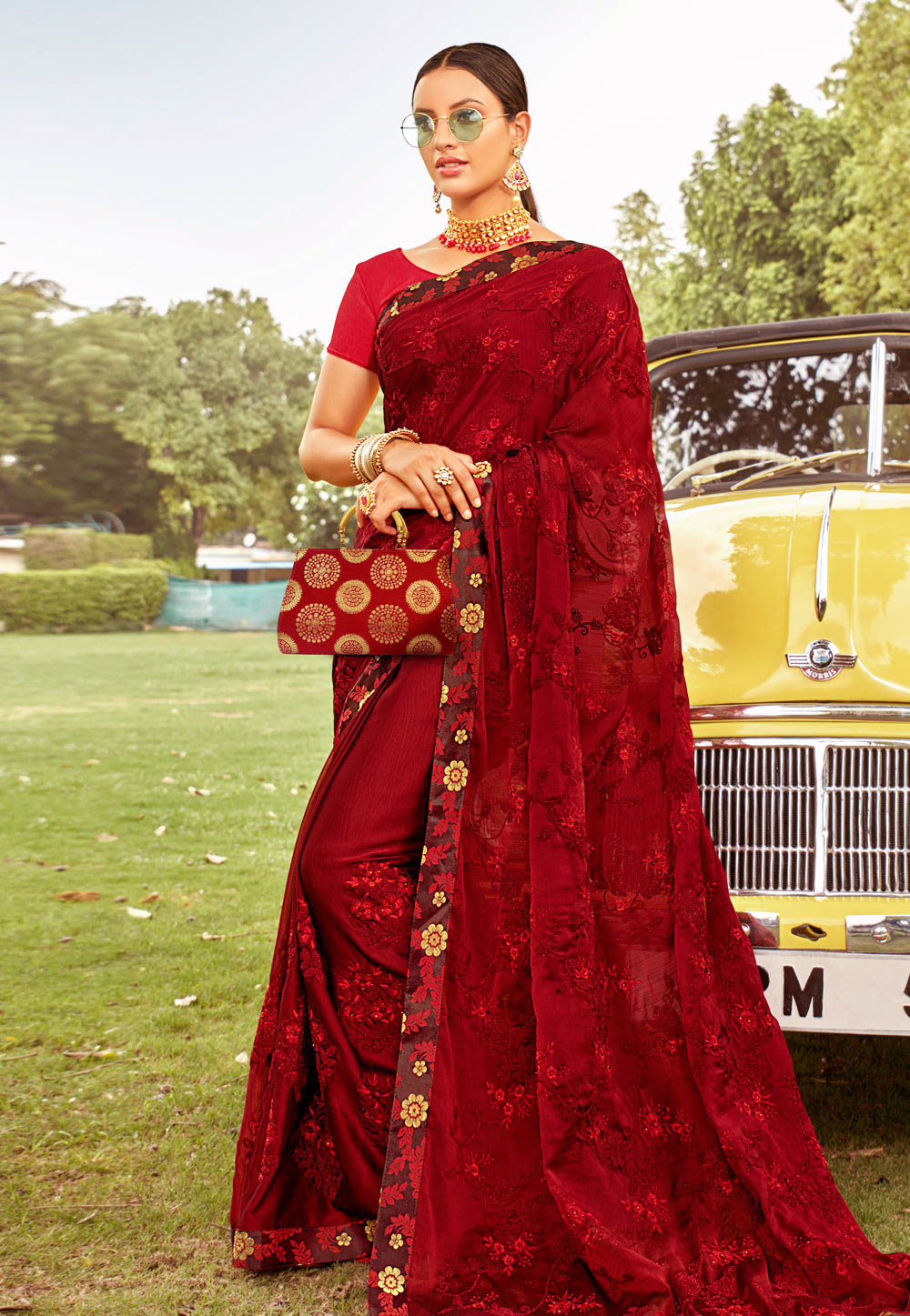 Maroon Georgette Festival Wear Saree 205192