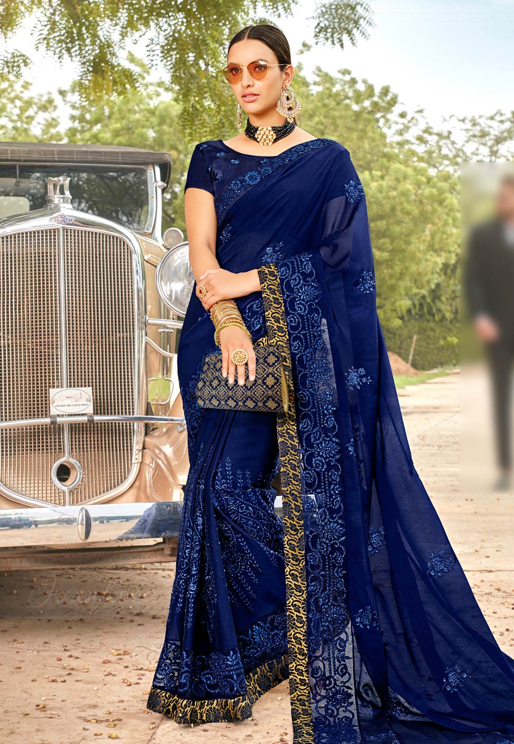 Blue Georgette Festival Wear Saree 205194
