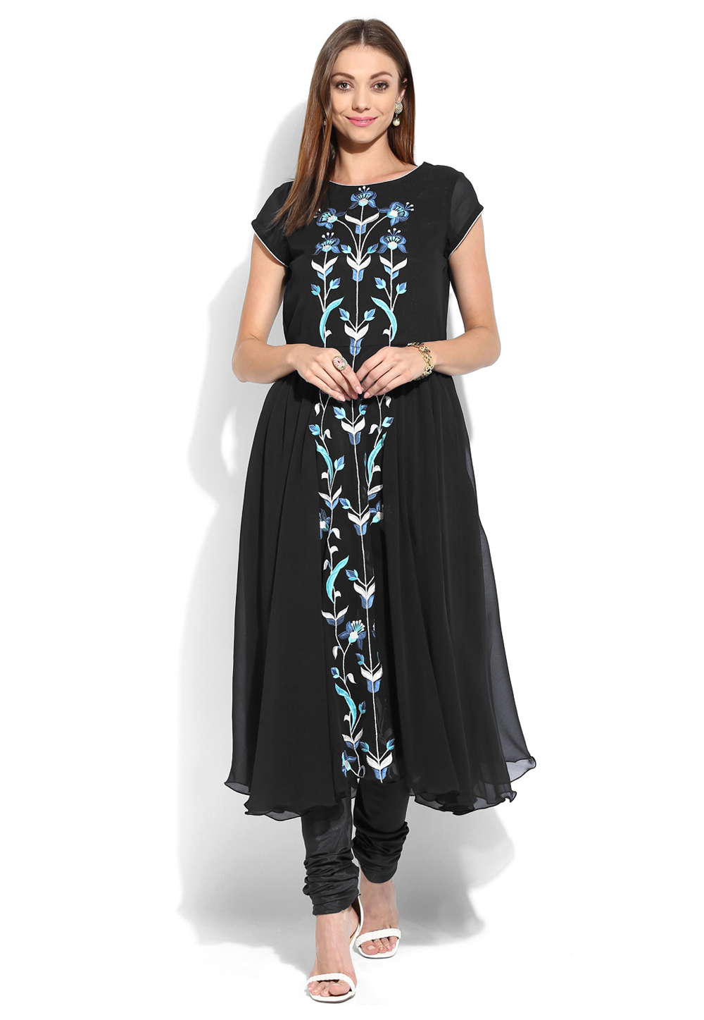 Black Georgette Readymade Anarkali Suit 241113