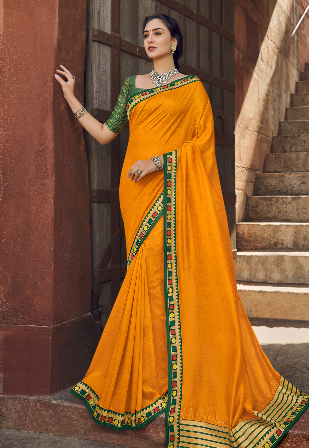 Mustard Silk Saree With Blouse 248574