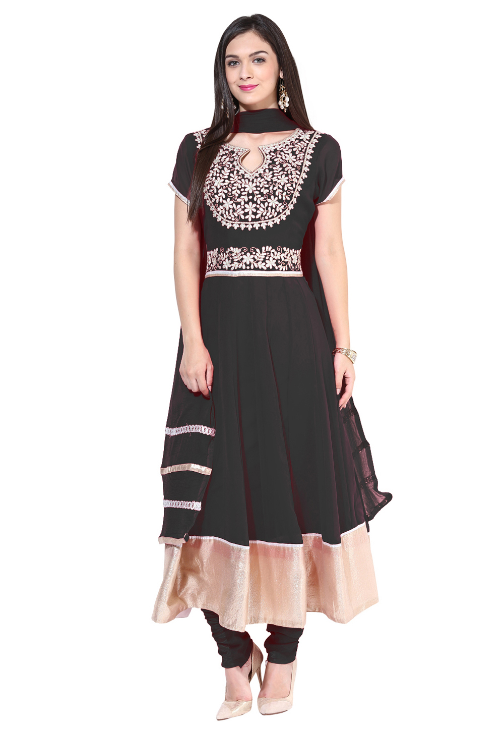Black Georgette Readymade Anarkali Suit 241119