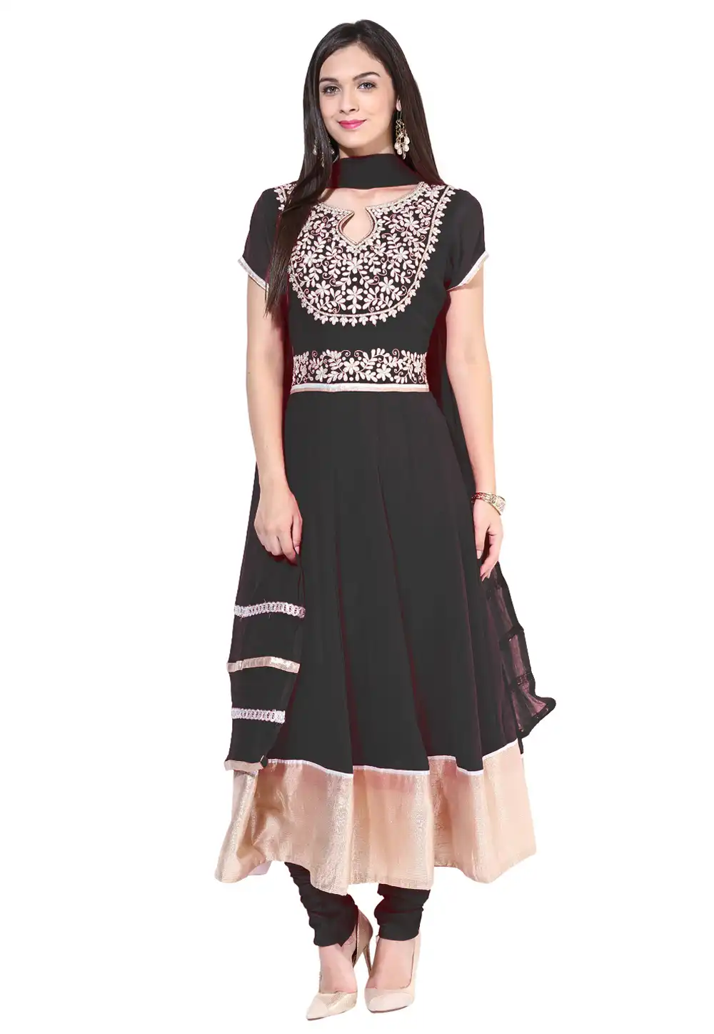 Black Georgette Readymade Anarkali Suit 241119