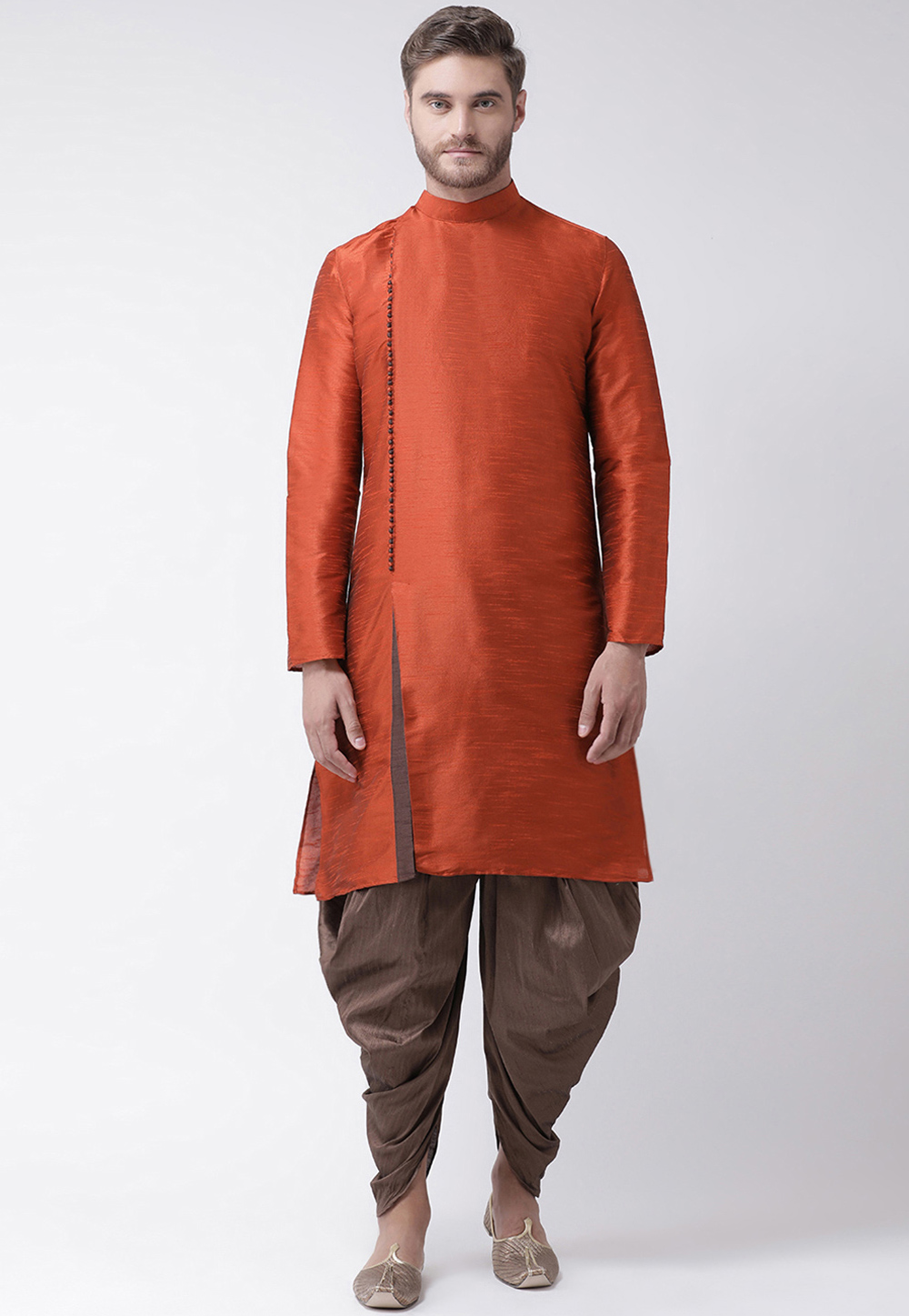 Orange Dupion Silk Readymade Dhoti Kurta 187878
