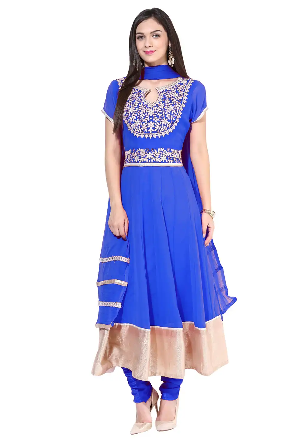 Blue Georgette Readymade Anarkali Suit 241121
