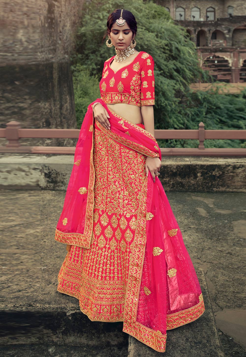 Magenta Satin A Line Lehenga Choli 238239