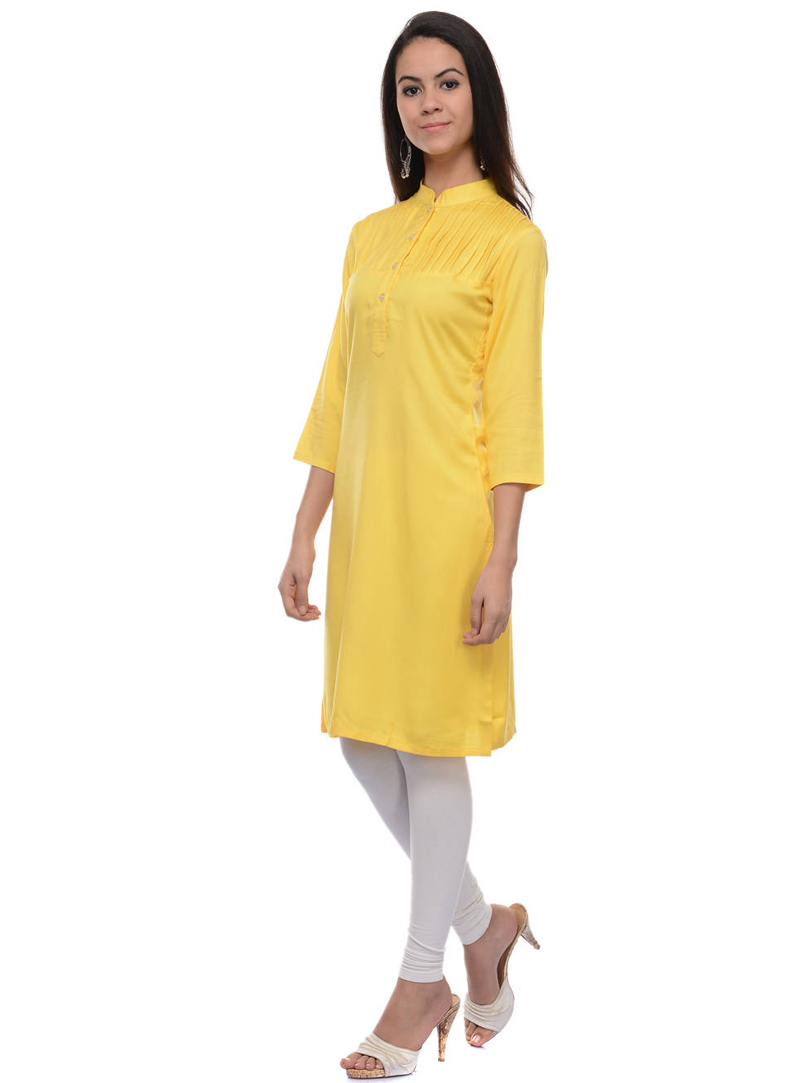 Yellow Rayon Readymade Kurti 105039