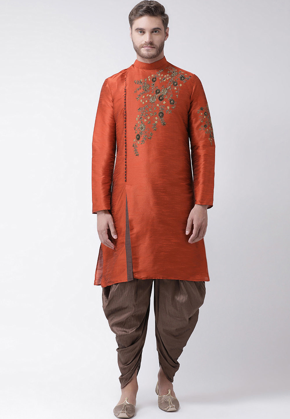 Orange Dupion Silk Dhoti Kurta 244244