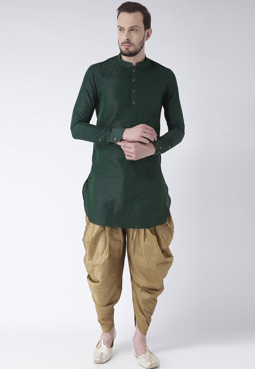 Green Dupion Silk Readymade Dhoti Kurta 188192