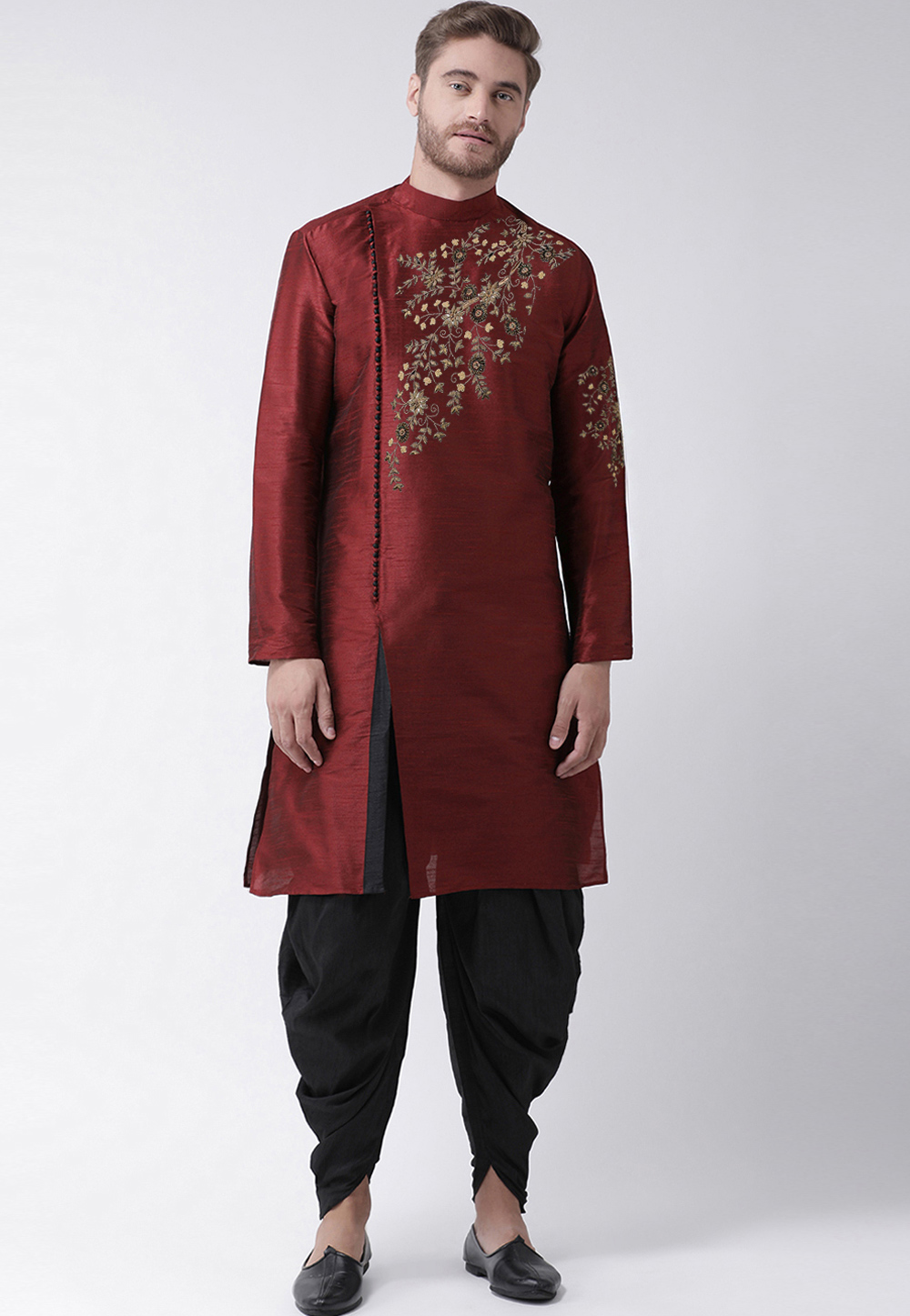 Maroon Dupion Silk Dhoti Kurta 244245