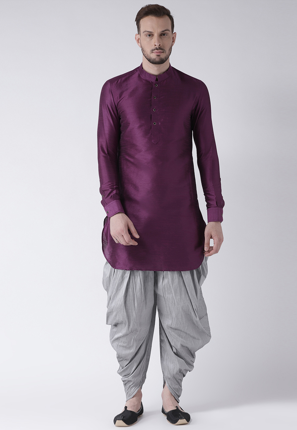 Purple Dupion Silk Readymade Dhoti Kurta 188195