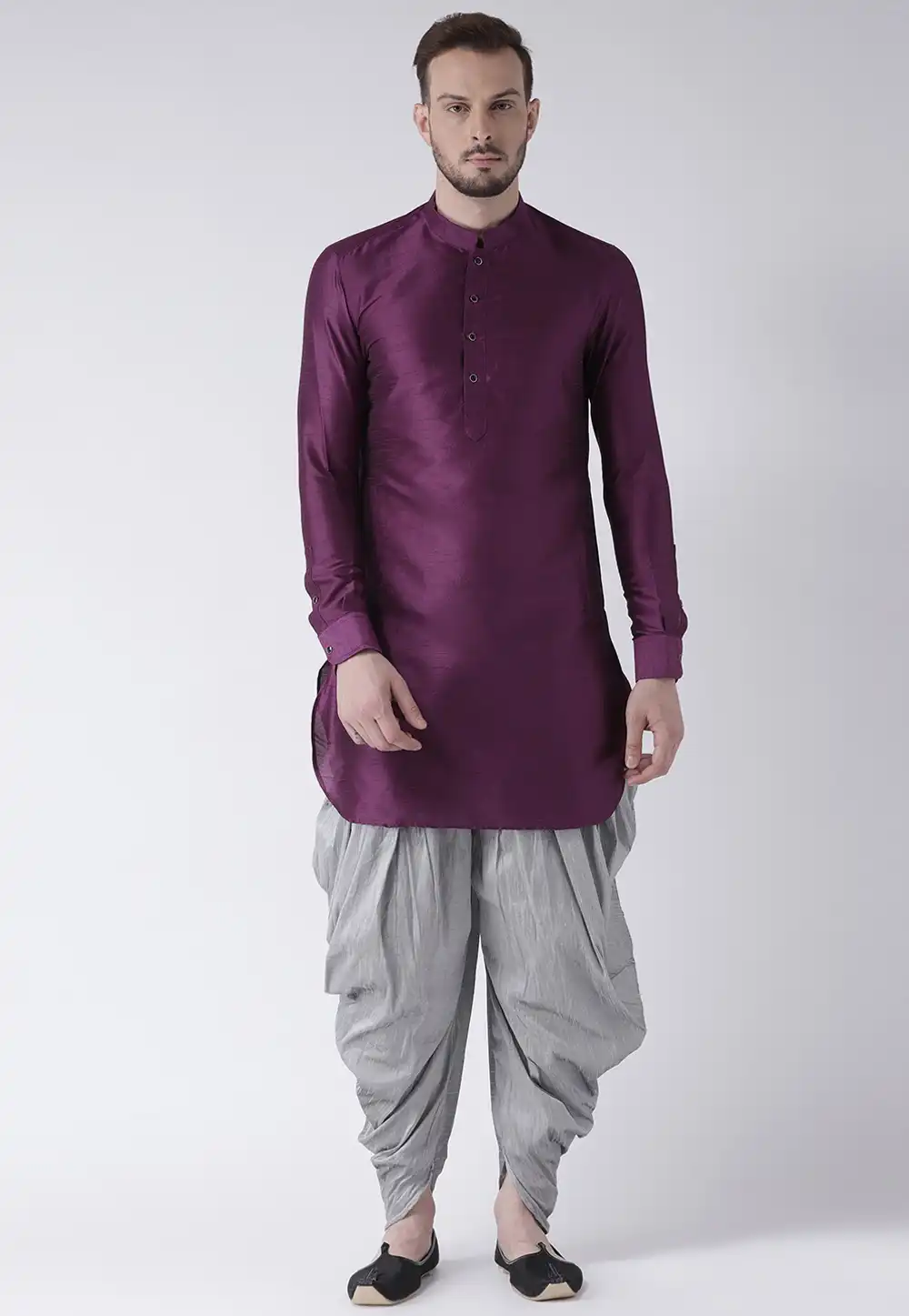 Purple Dupion Silk Readymade Dhoti Kurta 188195