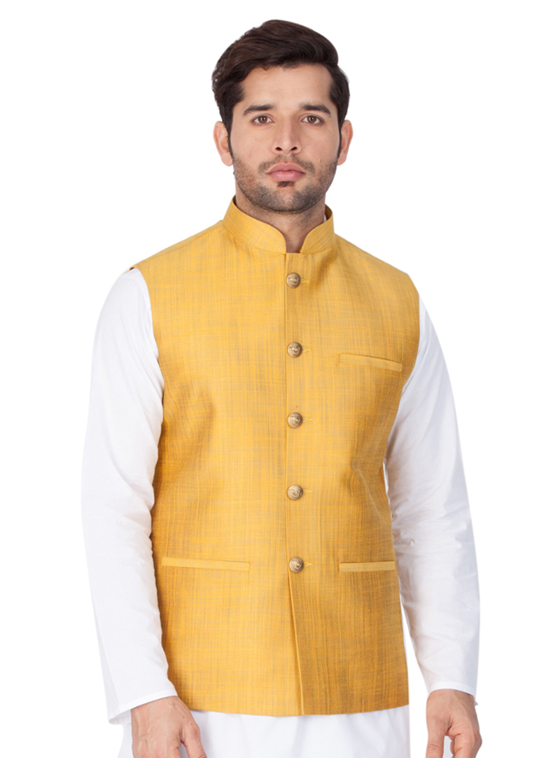 Yellow Cotton Readymade Jacket 148517
