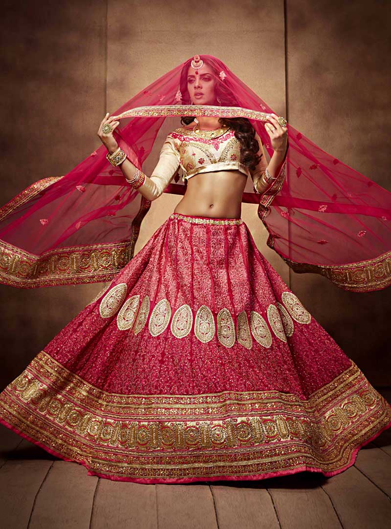 Pink Crepe Wedding Lehenga Choli 67283